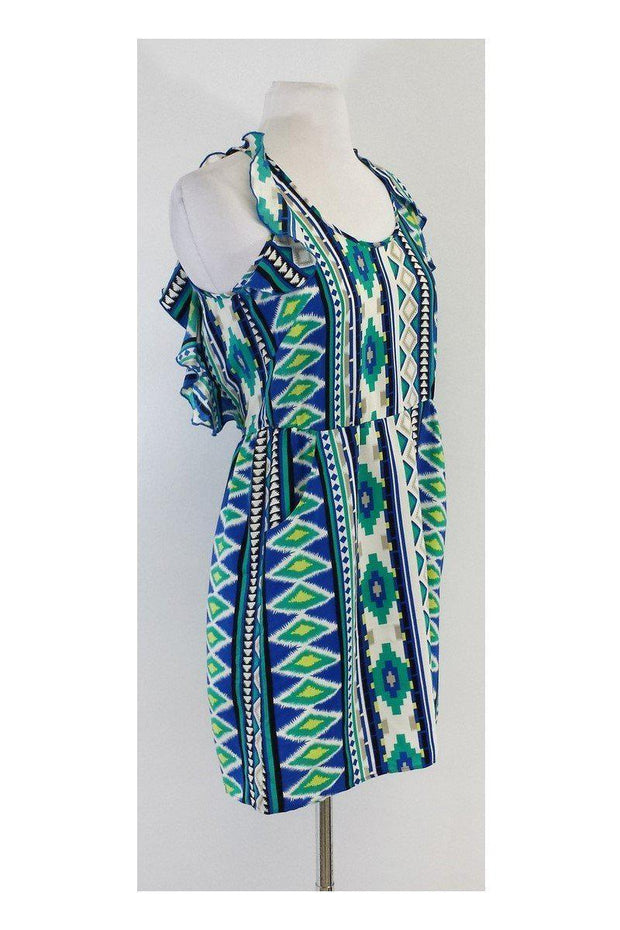 Current Boutique-Parker - Blue Tone Silk Geo Print Dress Sz XS