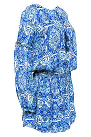 Current Boutique-Parker - Bright Blue Silk Paisley Print Peasant Dress Sz XS