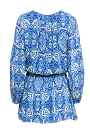 Current Boutique-Parker - Bright Blue Silk Paisley Print Peasant Dress Sz XS