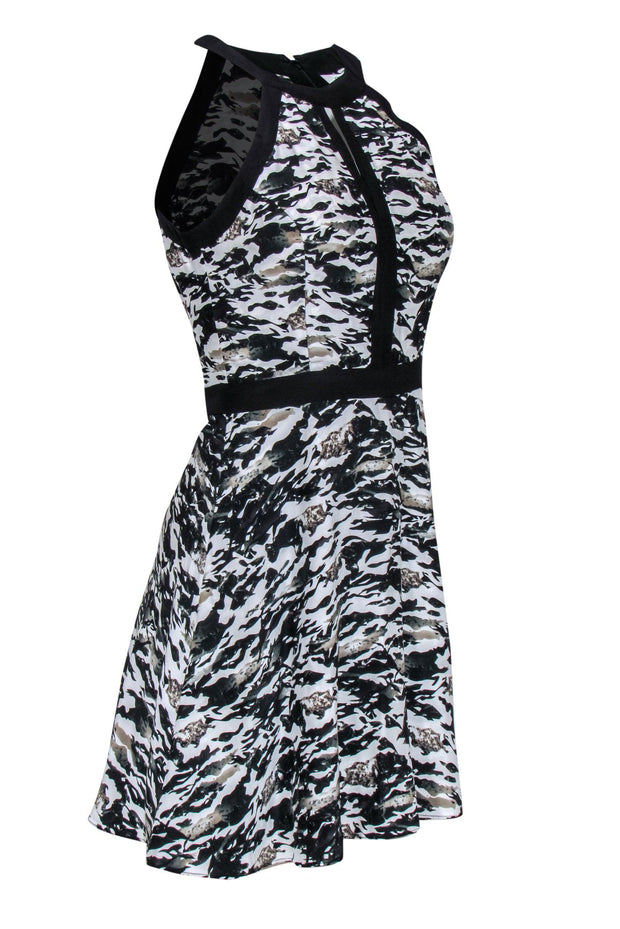 Current Boutique-Parker - Black, White & Green Camo Print Sleeveless Mini Dress Sz XS