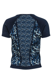 Current Boutique-Parker - Teal & Navy Bandage Knit Short Sleeve Tee Sz M