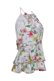 Current Boutique-Parker – White Multicolor Floral Print Halter Top Sz S