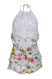 Current Boutique-Parker – White Multicolor Floral Print Halter Top Sz S