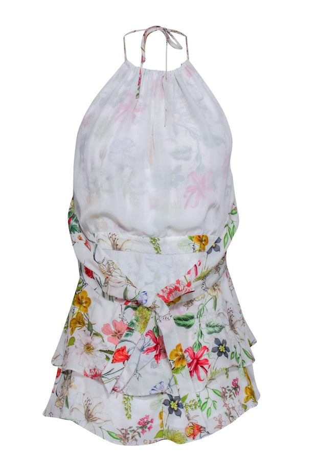 Current Boutique-Parker – White Multicolor Floral Print Halter Top Sz S