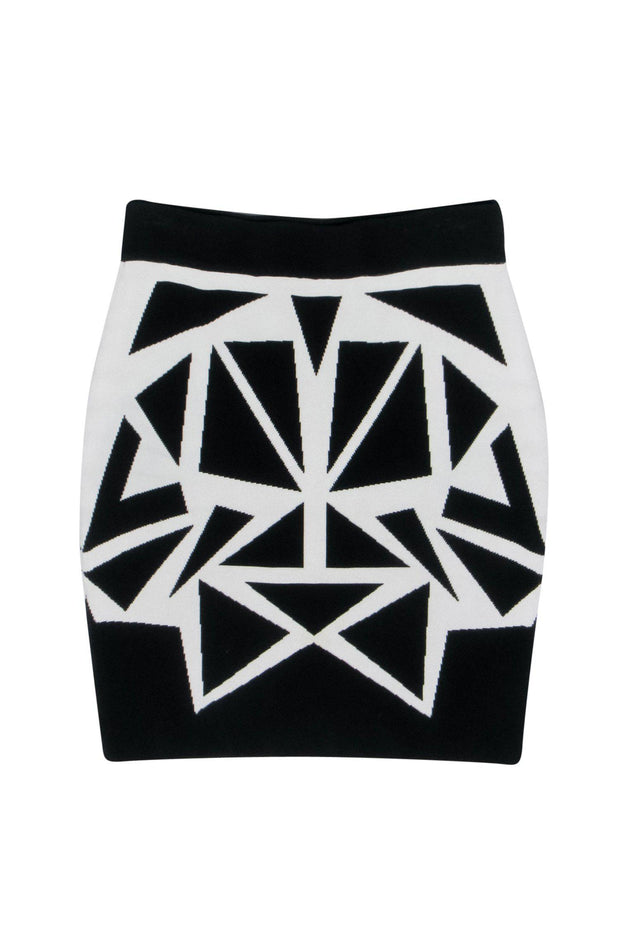 Current Boutique-Parker - Black & White Geometric Print Knit Bodycon Skirt Sz XS