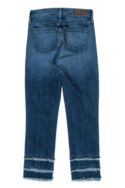 Current Boutique-Parker Smith - Medium Wash Slim Leg Crop Jeans w/ Fringe Sz 25