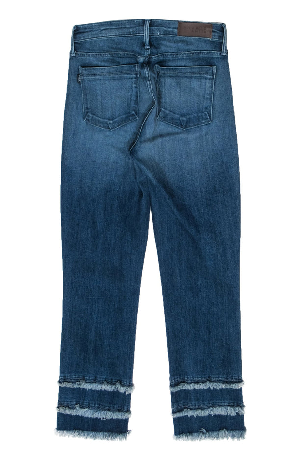 Current Boutique-Parker Smith - Medium Wash Slim Leg Crop Jeans w/ Fringe Sz 25