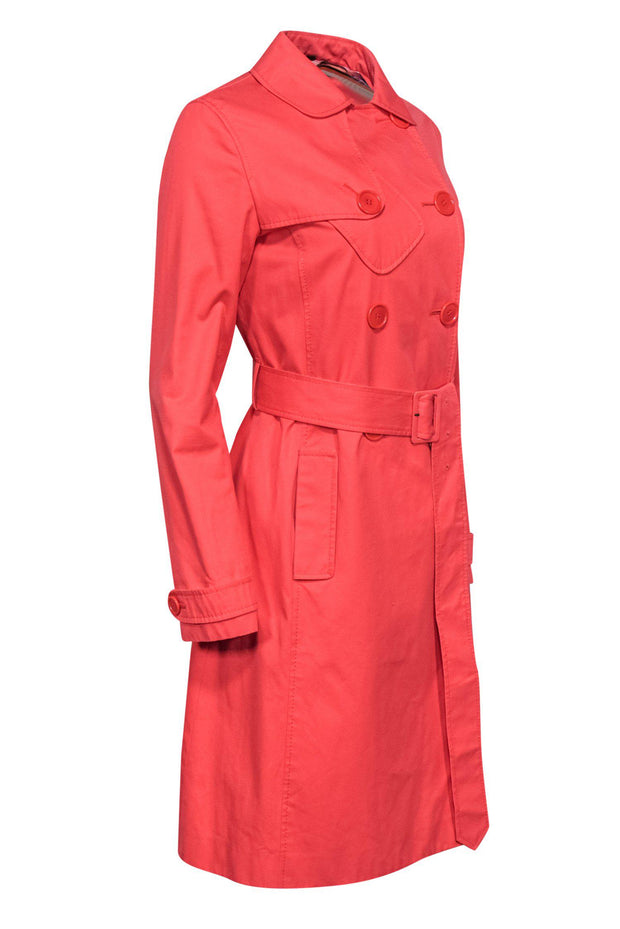 Current Boutique-Paul Smith - Coral Double Breasted Trench Coat Sz 6
