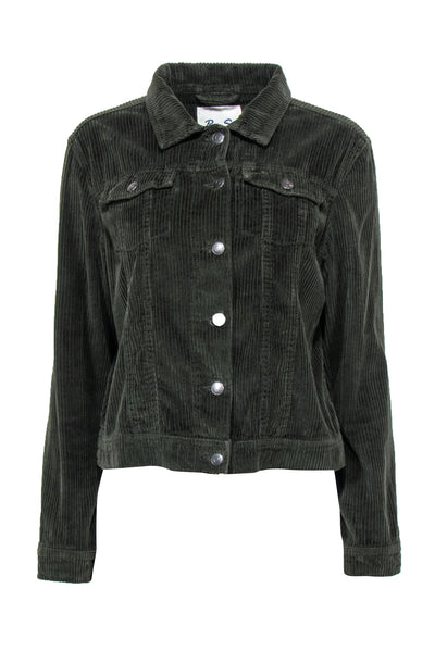 Current Boutique-Per Se - Forest Green Corduroy Button Front Jacket w/ Breast Pockets Sz L