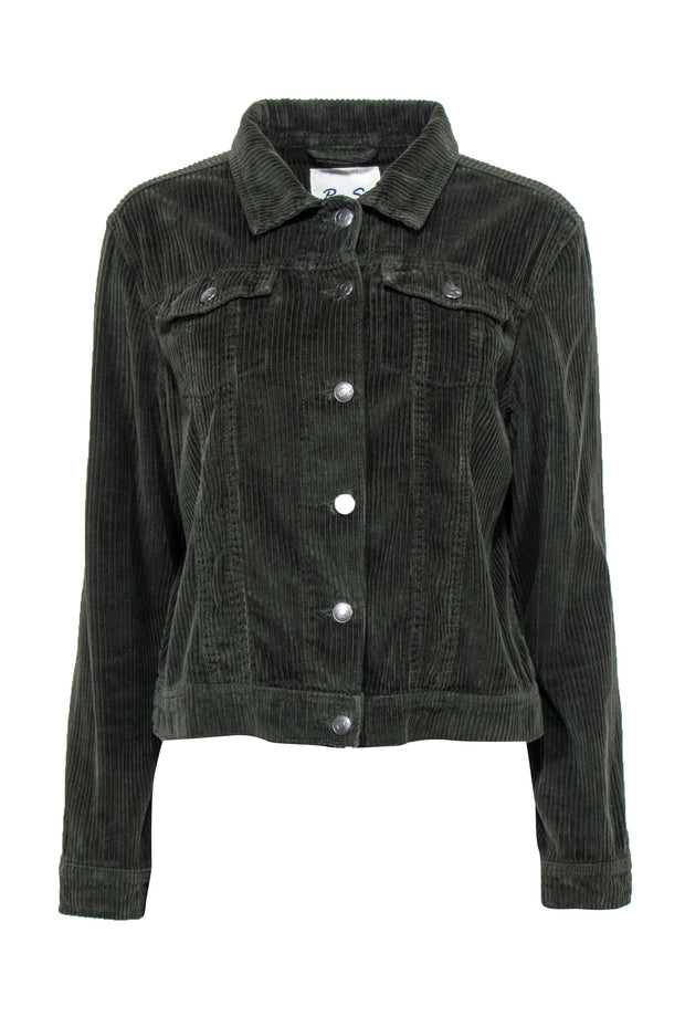 Current Boutique-Per Se - Forest Green Corduroy Button Front Jacket w/ Breast Pockets Sz L