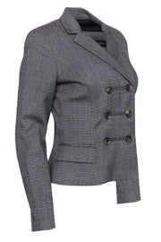 Current Boutique-Piazza Sempione - Black Houndstooth Wool Double Breasted Blazer Sz 6