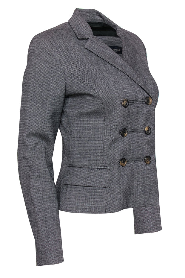 Current Boutique-Piazza Sempione - Black Houndstooth Wool Double Breasted Blazer Sz 6