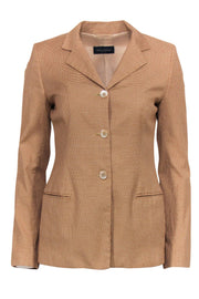 Current Boutique-Piazza Sempione - Tan & Orange Micro Plaid Button-Up Blazer Sz 6