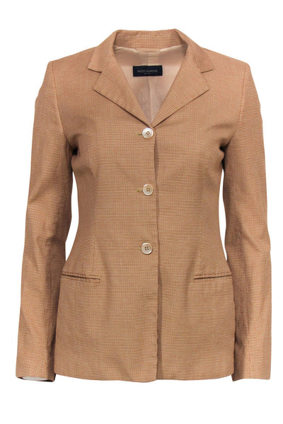 Current Boutique-Piazza Sempione - Tan & Orange Micro Plaid Button-Up Blazer Sz 6