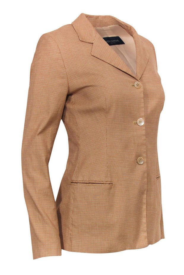 Current Boutique-Piazza Sempione - Tan & Orange Micro Plaid Button-Up Blazer Sz 6