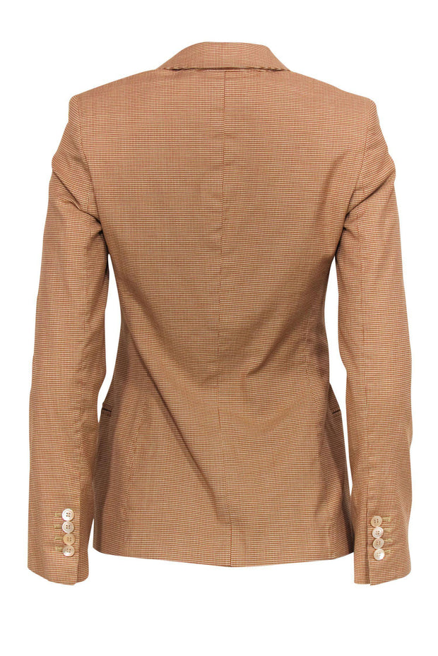 Current Boutique-Piazza Sempione - Tan & Orange Micro Plaid Button-Up Blazer Sz 6