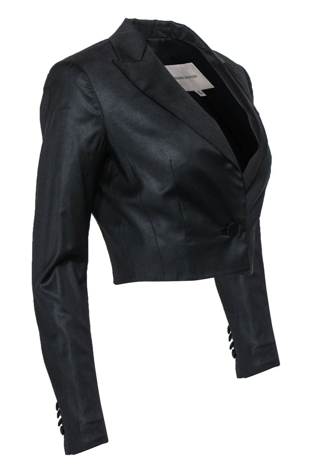 Current Boutique-Pierre Balmain - Black Peak Lapel Cropped Blazer Sz 0