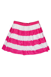 Current Boutique-Pink Tartan - Pink & White Striped Flare Skirt Sz 8