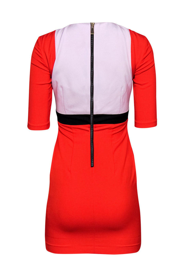 Current Boutique-Pinko - Orange, Pink & Black Colorblocked Cocktail Dress Sz 2
