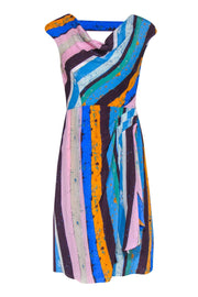 Current Boutique-Plenty by Tracy Reese - Multicolor Striped Silk Cowl Neck Dress Sz 4