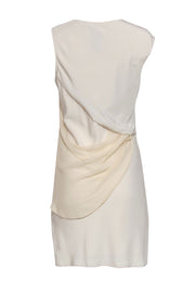 Current Boutique-Poleci - Cream Silky Asymmetric Draped Shift Dress Sz 4