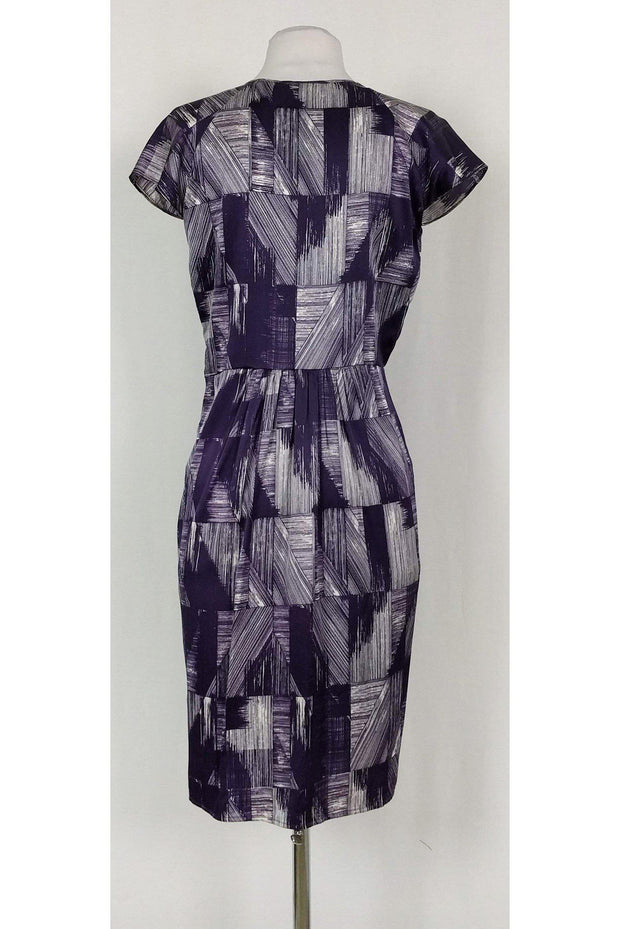 Current Boutique-Poleci - Purple & White Print Silk Blend Dress Sz 4