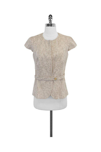 Current Boutique-Ports 1961 - Beige Cotton Blend Short Sleeve Jacket Sz 2