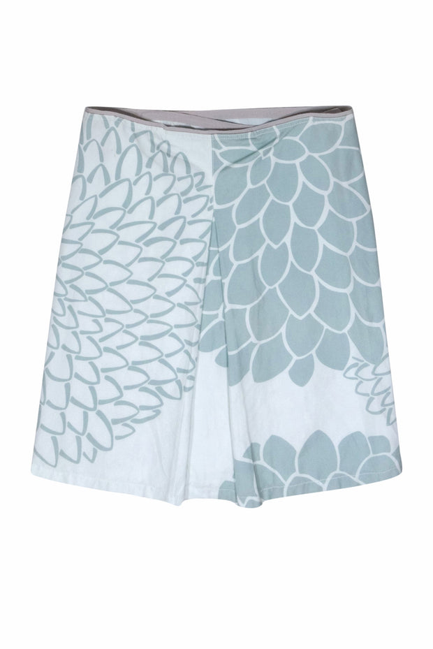 Current Boutique-Prada - Ivory & Sage Floral Print Wrap Skirt Sz 10
