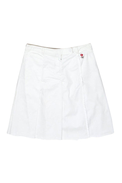 Current Boutique-Prada - White Cotton Pleated Tennis Skirt Sz 2