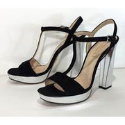 Current Boutique-Prada - Black Suede & Silver Pumps Sz Sz 11