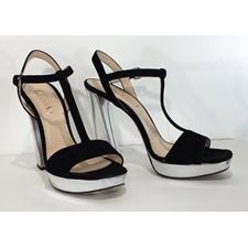 Current Boutique-Prada - Black Suede & Silver Pumps Sz Sz 11
