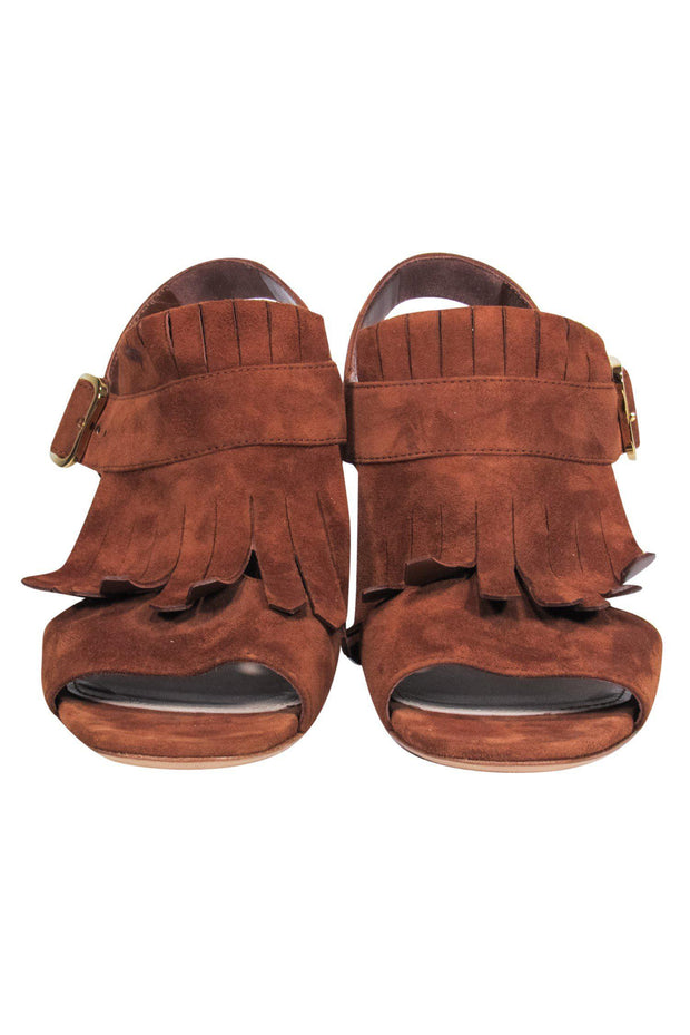 Current Boutique-Prada - Brown Suede Heels w/ Fringe Sz 6