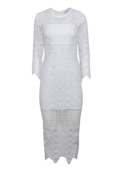 Current Boutique-Premonition - White Crochet Long Sleeve Maxi Dress Sz 2