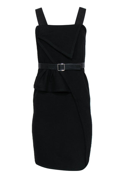 Current Boutique-Proenza Schouler - Black Wool Belted Dress Sz 2