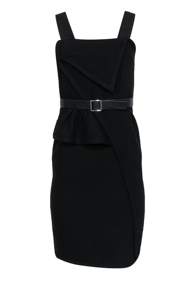 Current Boutique-Proenza Schouler - Black Wool Belted Dress Sz 2