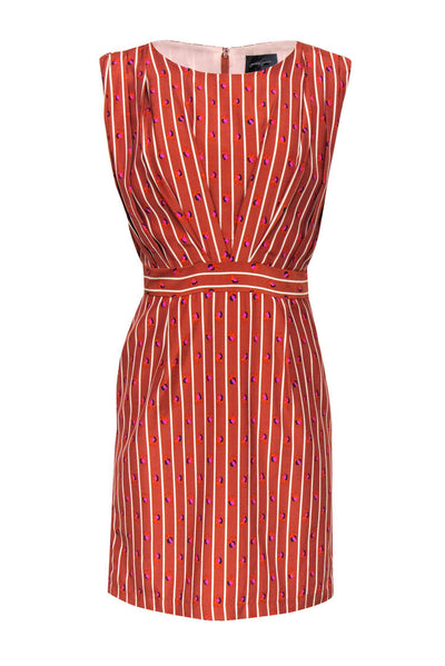 Current Boutique-Rachel Comey - Brown Striped & Floral Print Sheath Dress Sz 6
