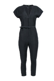 Current Boutique-Rachel Comey - Black Textured Short Sleeve Jumpsuit w/ Belt Sz S