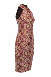 Current Boutique-Rachel Rachel Roy - Pink Snakeskin Print Bodycon Dress w/ Draped Neckline Sz S