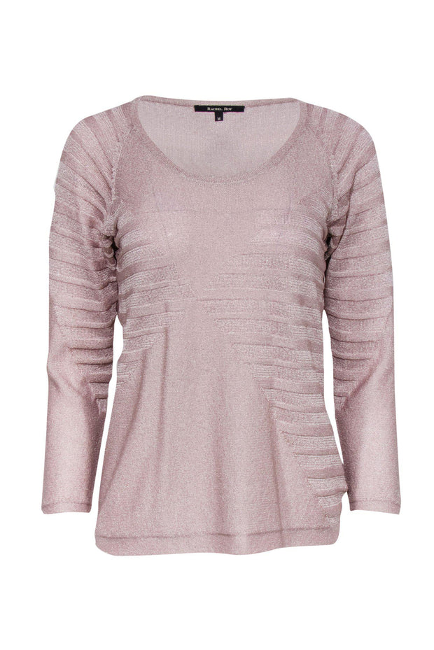 Current Boutique-Rachel Roy - Blush Metallic Ribbed Sweater Sz M