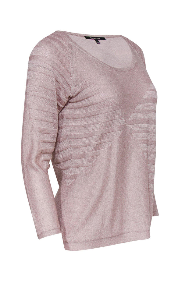 Current Boutique-Rachel Roy - Blush Metallic Ribbed Sweater Sz M
