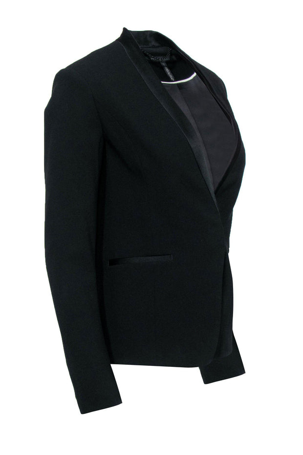 Current Boutique-Rag & Bone - Black Satin Trim Fitted Blazer Sz 0