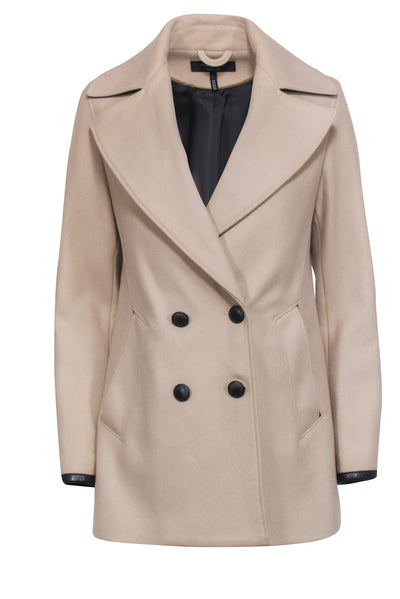 Current Boutique-Rag & Bone - Beige Wool Blend Coat w/Leather Trims Sz 2