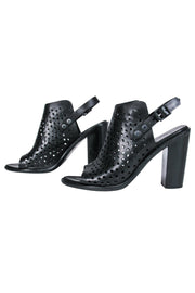 Current Boutique-Rag & Bone - Black Peep Toe Heels w/ Laser Cut Design Sz 8.5