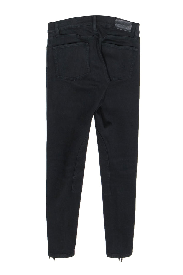 Current Boutique-Ralph Lauren - Black High Waisted Skinny Jeans w/ Paneling & Leather Lace-Up Trim Sz 28