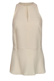 Current Boutique-Ralph Lauren - Cream Silk Sleeveless Blouse w/ Front Keyhole Sz 4