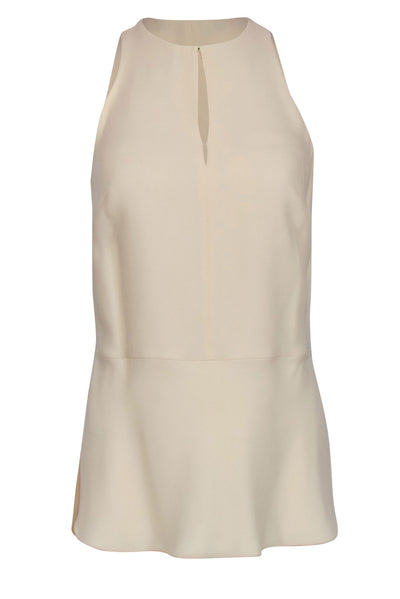 Current Boutique-Ralph Lauren - Cream Silk Sleeveless Blouse w/ Front Keyhole Sz 4