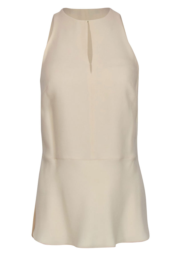 Current Boutique-Ralph Lauren - Cream Silk Sleeveless Blouse w/ Front Keyhole Sz 4