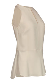 Current Boutique-Ralph Lauren - Cream Silk Sleeveless Blouse w/ Front Keyhole Sz 4