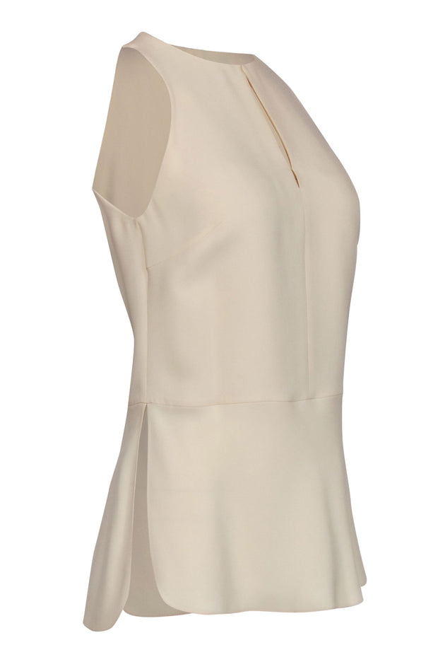 Current Boutique-Ralph Lauren - Cream Silk Sleeveless Blouse w/ Front Keyhole Sz 4