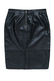 Current Boutique-Polo Ralph Lauren - Black Leather Pencil Skirt w/ Zippers Sz 10